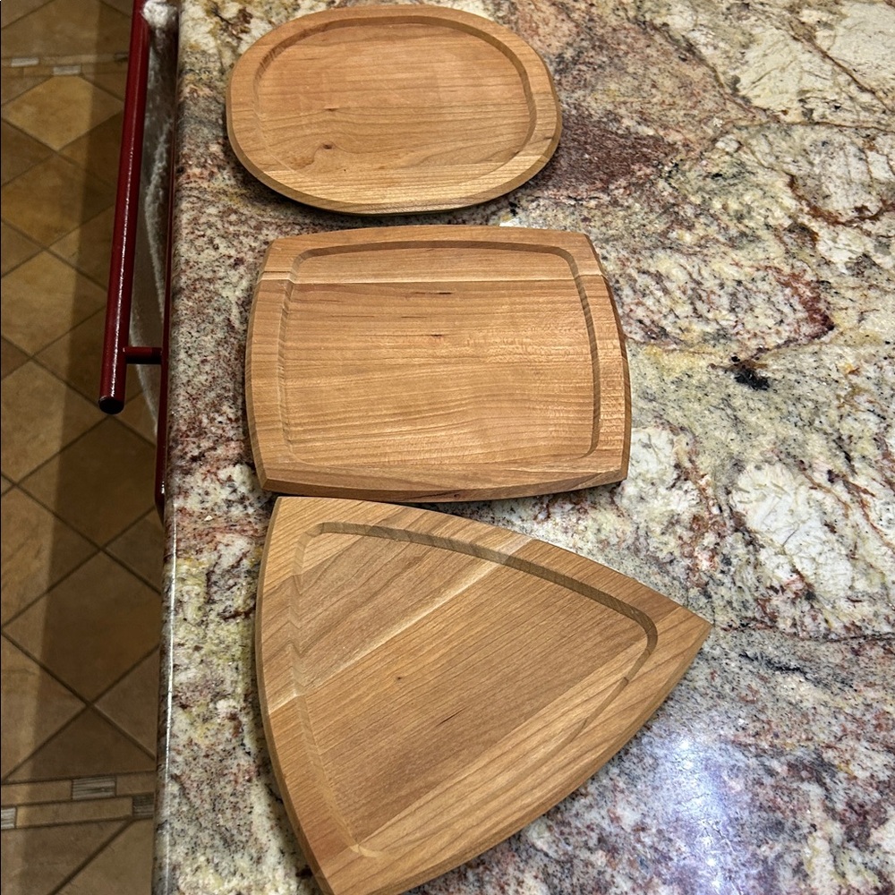 Elegant Wooden Serveware Set Three Wooden Pieces Made from Cherry; New with Tags